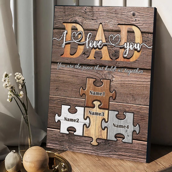 Personalized Fathers Day Custom Puzzle Prints With Name Gifts For Dad From Son Daughter Loving Birthday Gifts For Dad