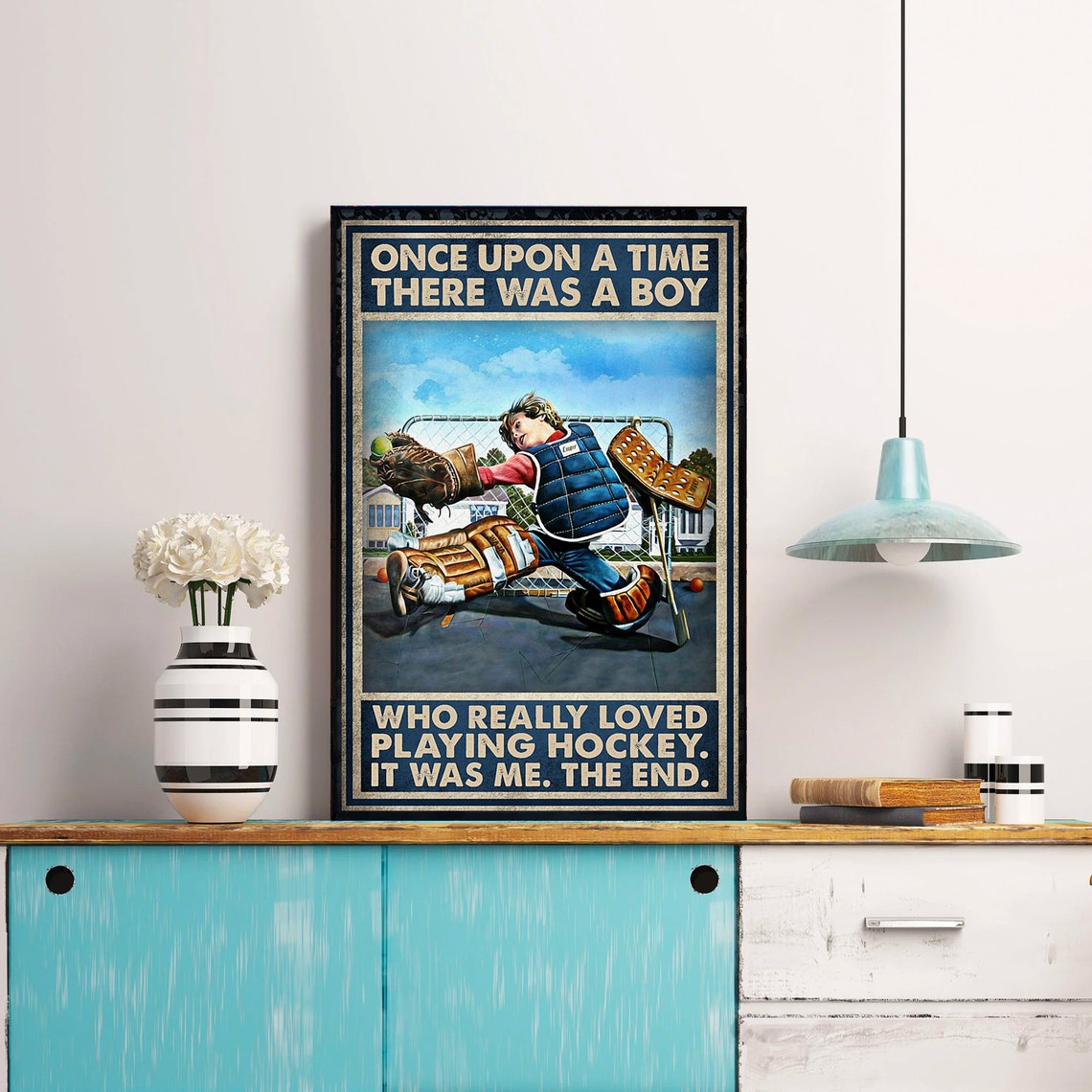 Once Upon A Time There Was A Boy Who Really Love Playing Hockey Postercanvas Hockey Gifts Gifts For Hockey Players Sport Gifts For Son - Image 4