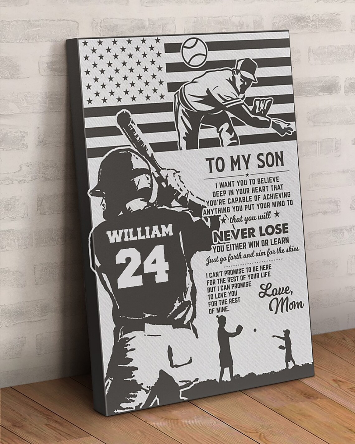 To My Son Baseball Never Lose Love From Mom Sports Poster Art - Image 4