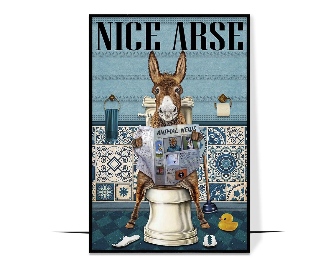 Personalized Donkey Nice Arse Poster Funny Wall Art Decoration For Toilet Restroomt Custom Photo Donkey - Image 3