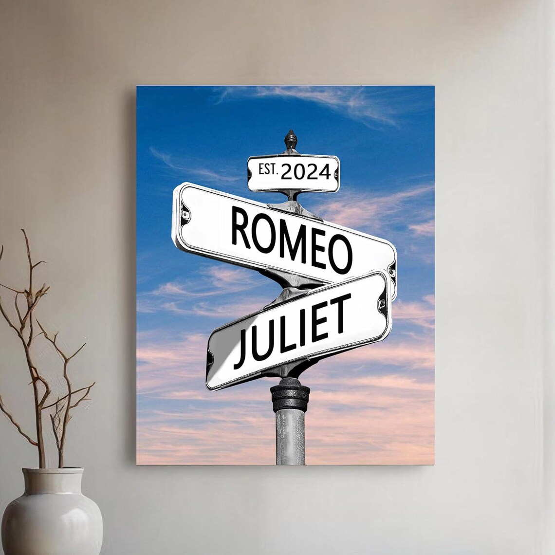 Romeo Juliet Christmas Street Sign Snowy Forest Winter Poster - Image 3