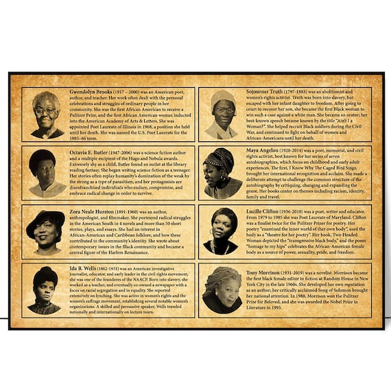 Legendary Black Women Writers Literary History Portrait Panel Poster