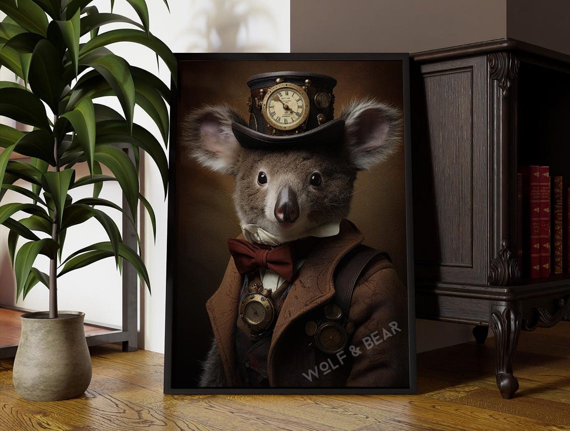 Steampunk Koala Renaissance Animal Portrait Art Print