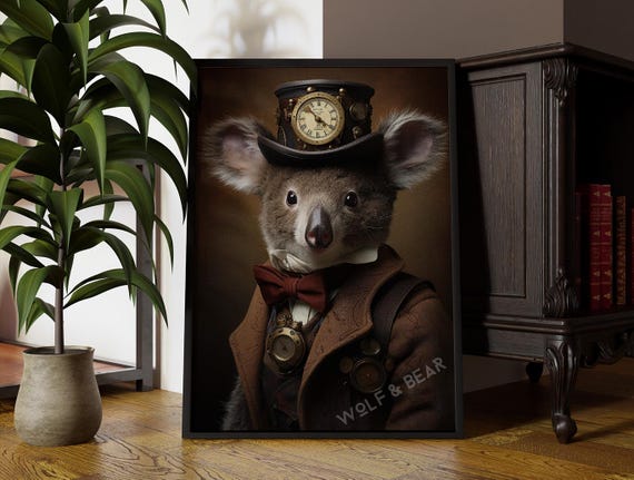 Steampunk Koala Renaissance Animal Portrait Art Print