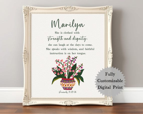Custom Birth Flower and Name Scripture Art Print