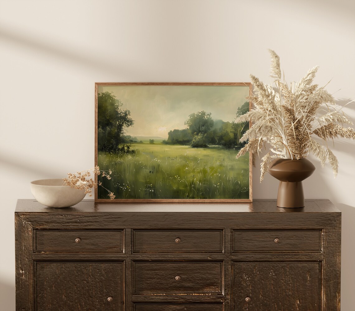 Spring Meadow Wildflower Field Vintage Countryside Oil Painting Poster - Image 2