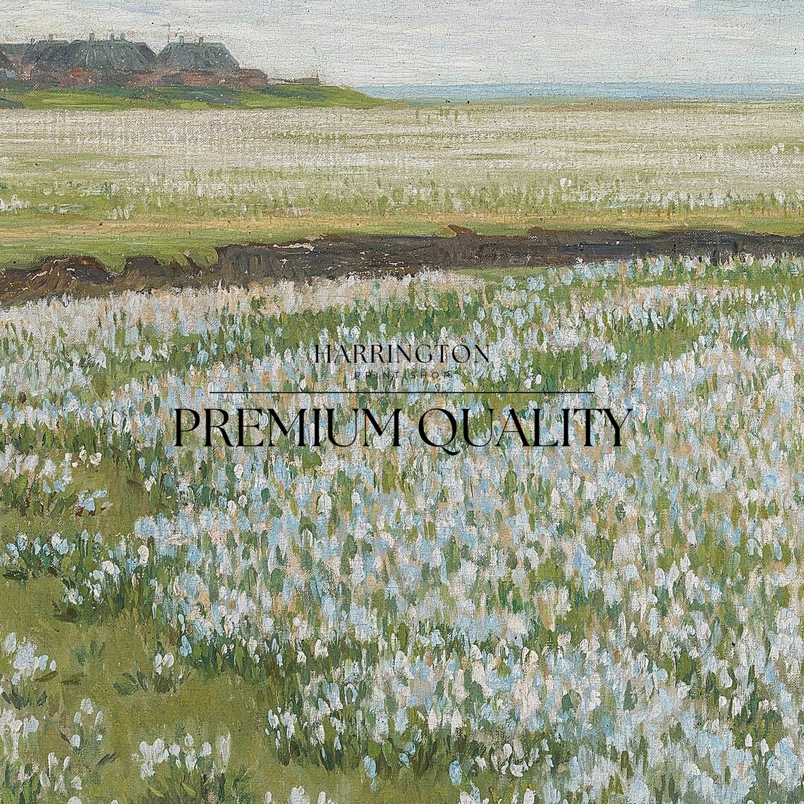Blooming Flower Field Farmhouses Vintage Coastal Meadow Art Poster - Image 2