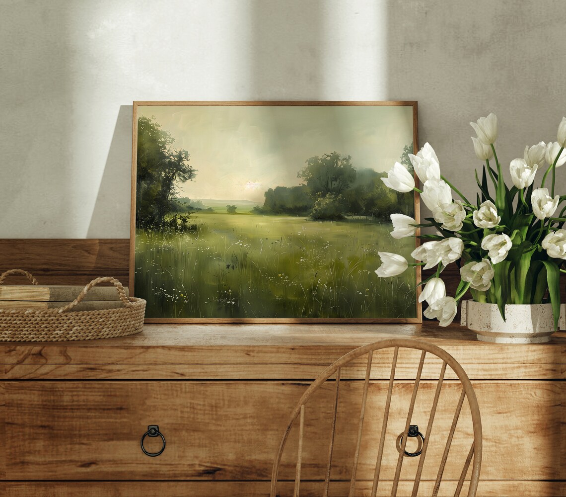 Spring Meadow Wildflower Field Vintage Countryside Oil Painting Poster - Image 5
