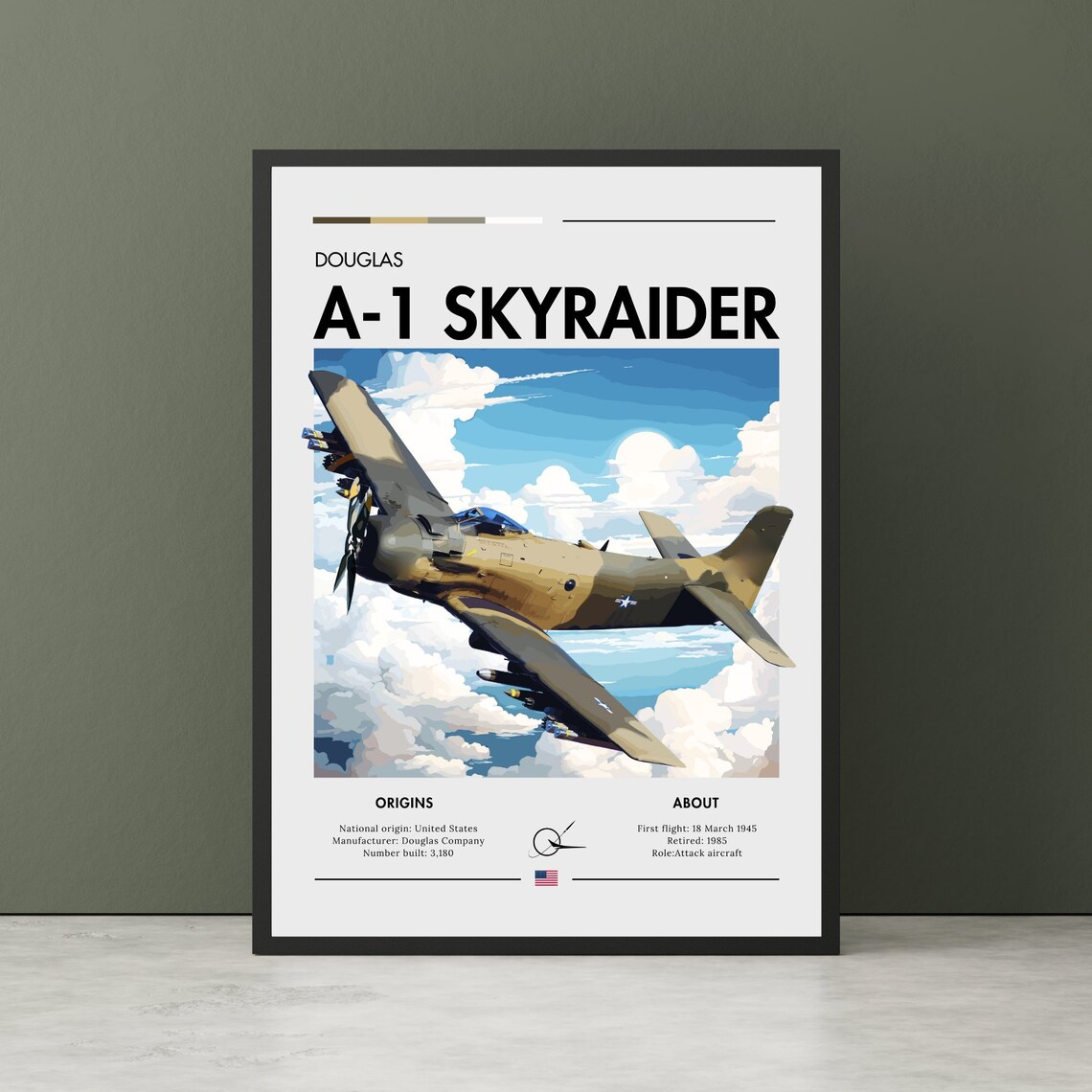 Douglas Skyraider Vietnam War Aviation Poster