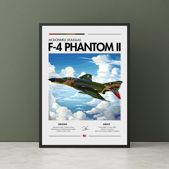 McDonnell Douglas F-4 Phantom II Cold War Fighter Jet Wall Poster