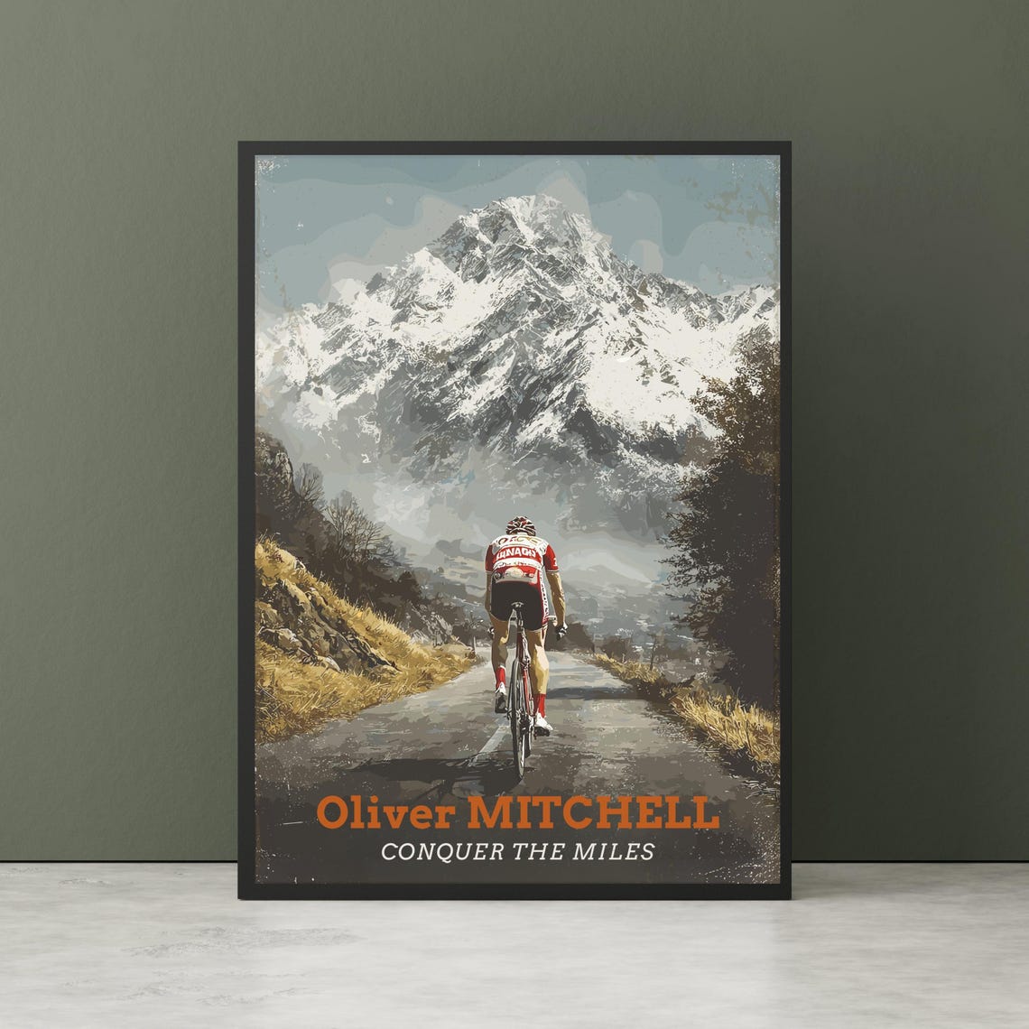 Personalized Cycling Poster Custom Cyclist Gift Name Art Bike Rider Print Husband Birthday