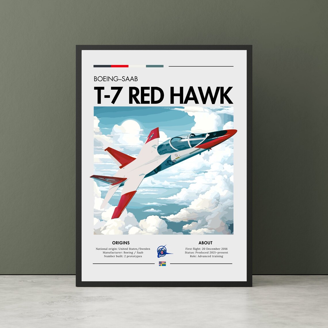 Boeingsaab T7 Red Hawk Aviation Art Print