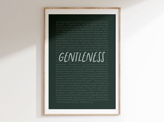 Gentleness Fruit Of The Spirit Bible Verse Artwork Scripture Christian Poster Baby Nursery Home Decor Instant Print
