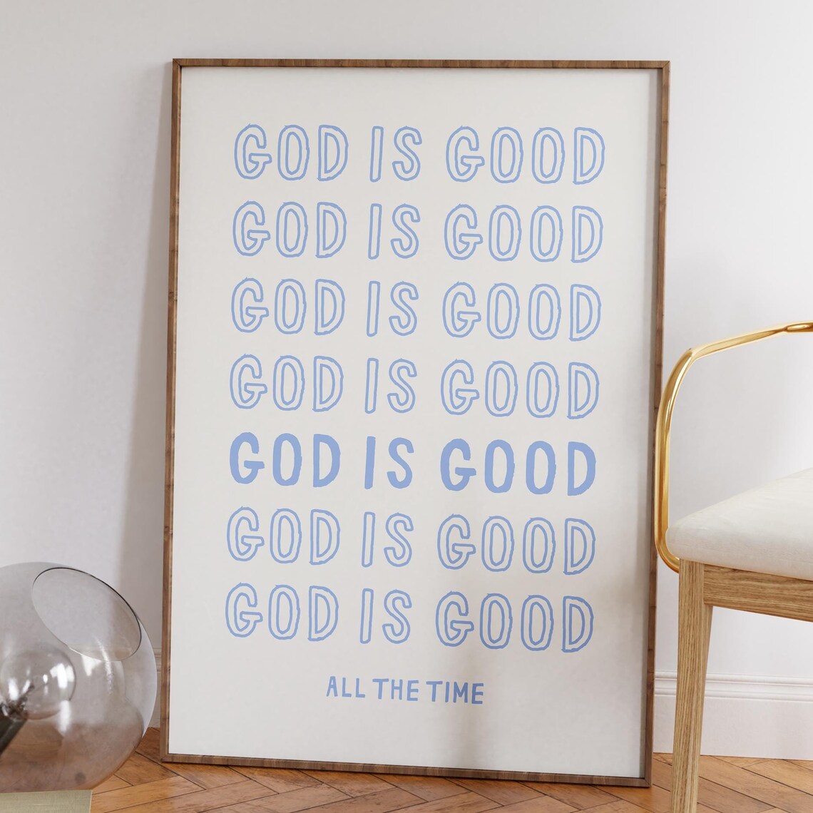 God Is Good Bible Verse Retro Poster, Christian Art Print