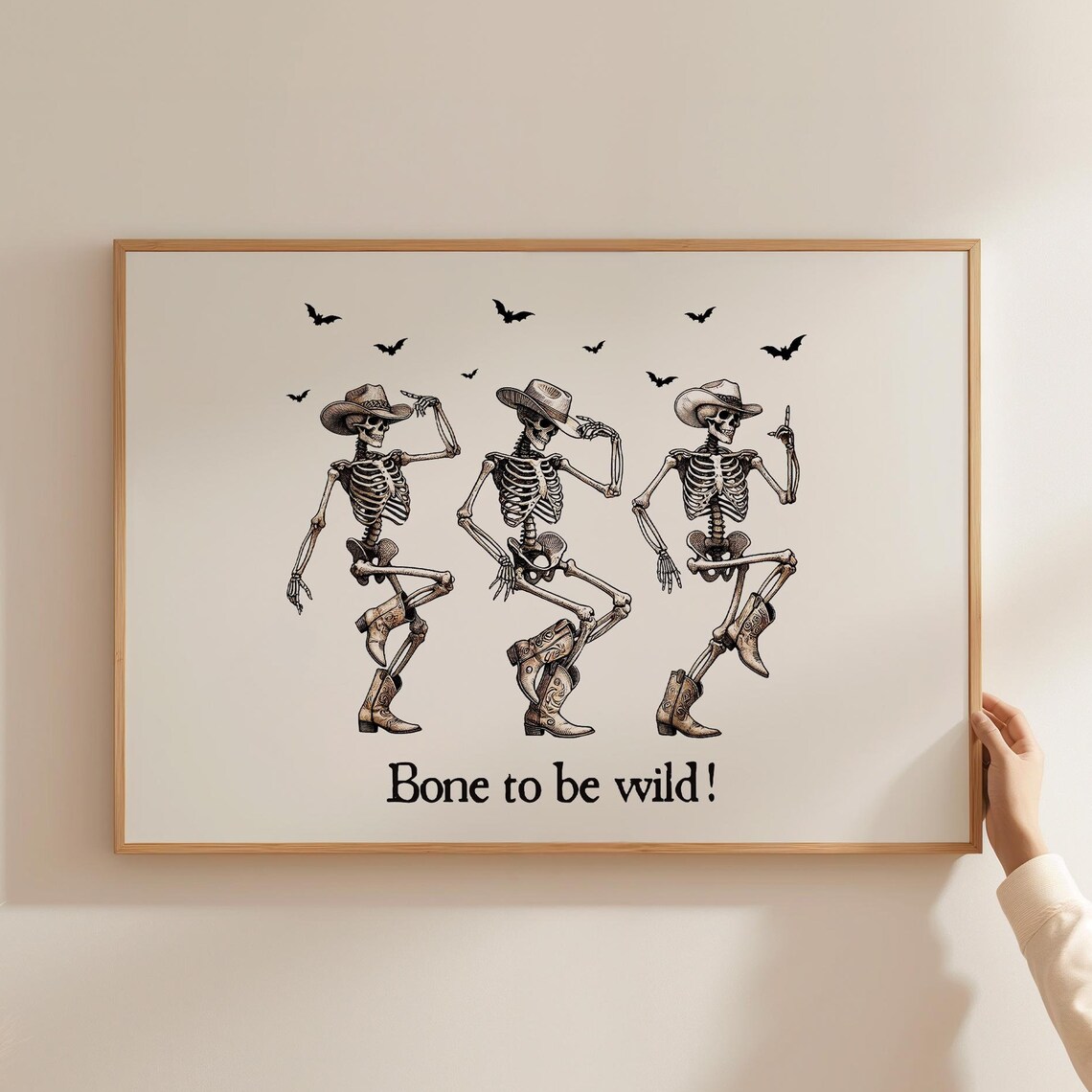 Bone to Be Wild Funny Cowboy Skeleton Line Dance Halloween Poster
