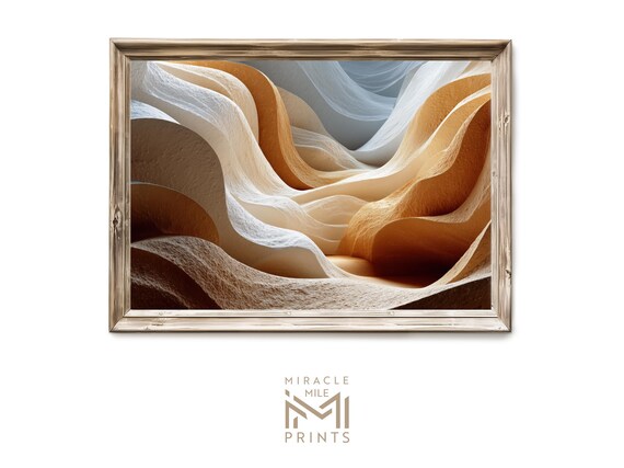 Undulating Neutral Abstract Wall Art Modern Minimalist Painting Beige Tan Decor 203