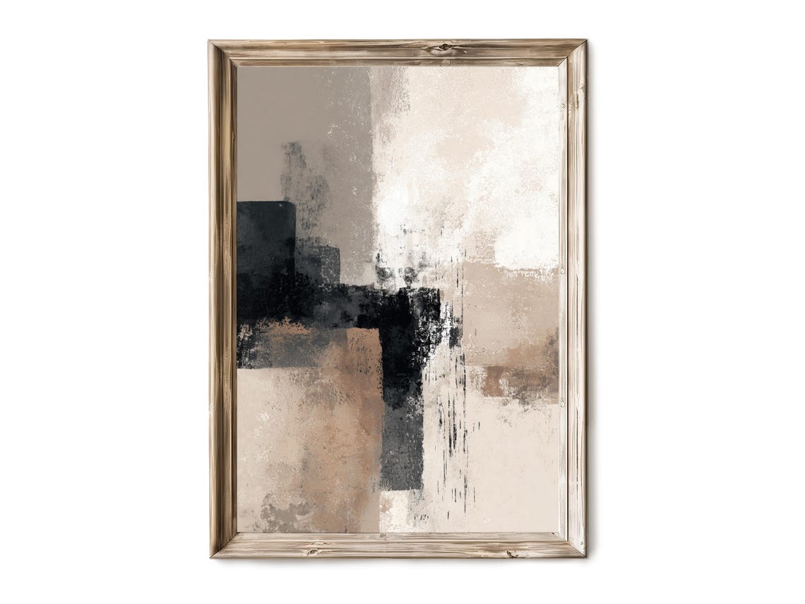 Beige Gray Minimalist Abstract Textured Blocks Modern Wall Art