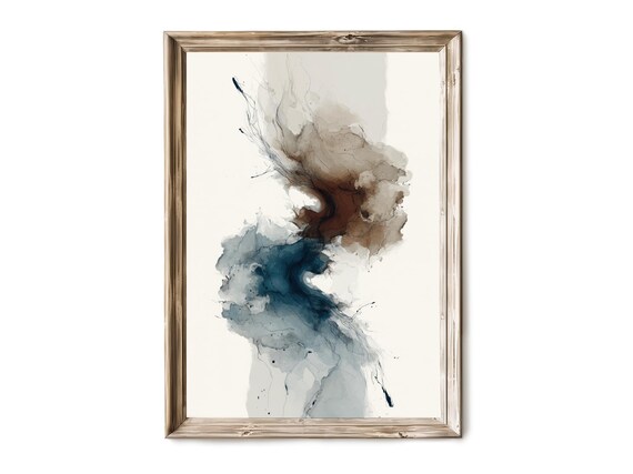 Minimalist Ink Wash Abstract Wall Art Modern Vertical Neutral Print Japandi Contemporary Decor 195