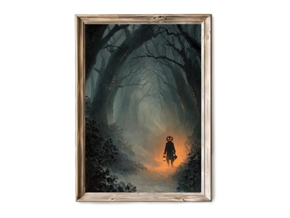 Creepy Child Lost In Dark Twisted Forest Gothic Halloween Poster