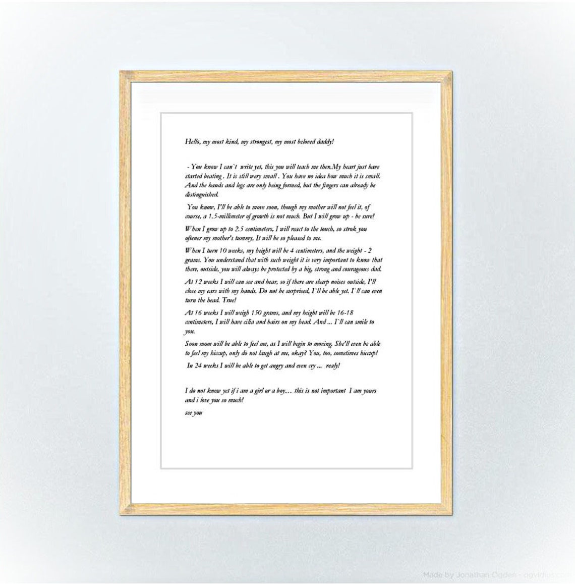 Love Letter From Unborn Baby To Expecting Daddy Sentimental Poster