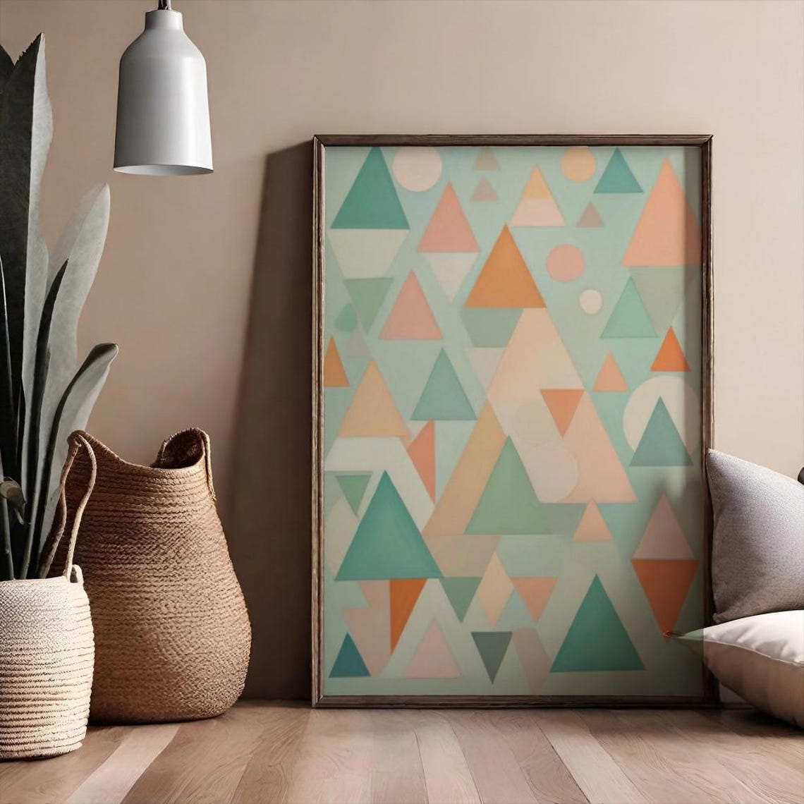 Pastel Triangle Pattern Minimalist Modern Geometric Art Poster