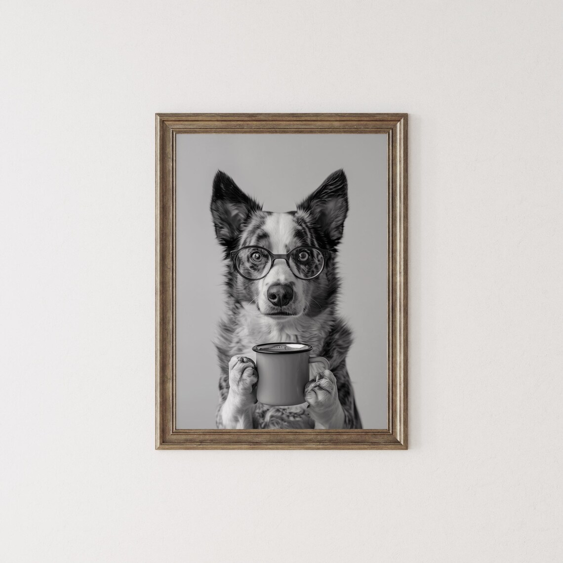 Australian Cattle Dog Drinking Coffee Poster Print - Image 2