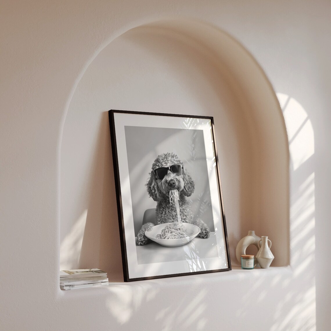 Labradoodle Eating Pasta Art Print, Funny Dog Kitchen Decor - Image 4
