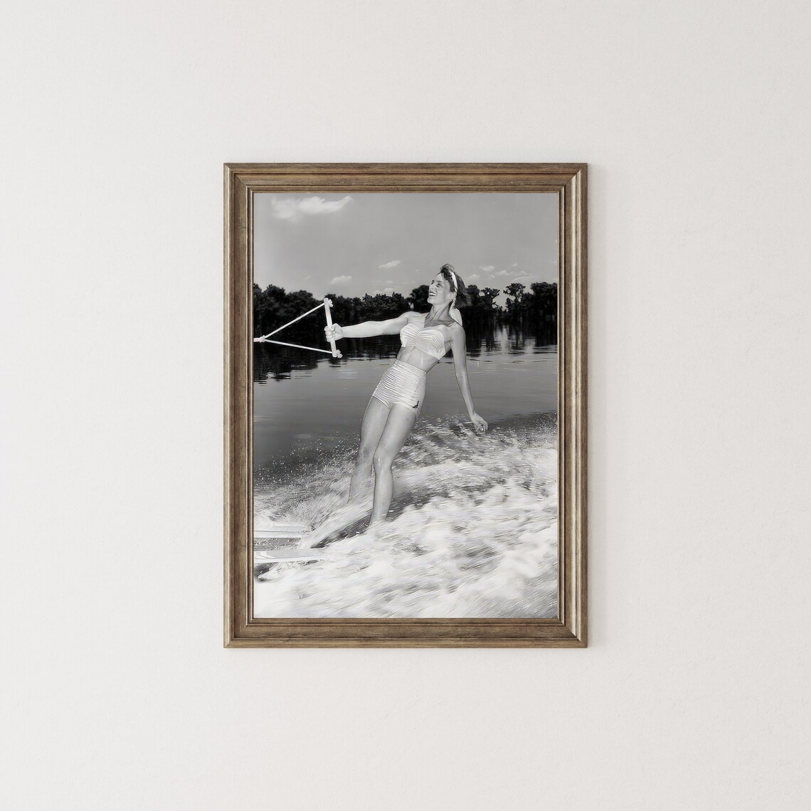 Woman Water Skiing On Lake Vintage 1950s Photo - Image 3