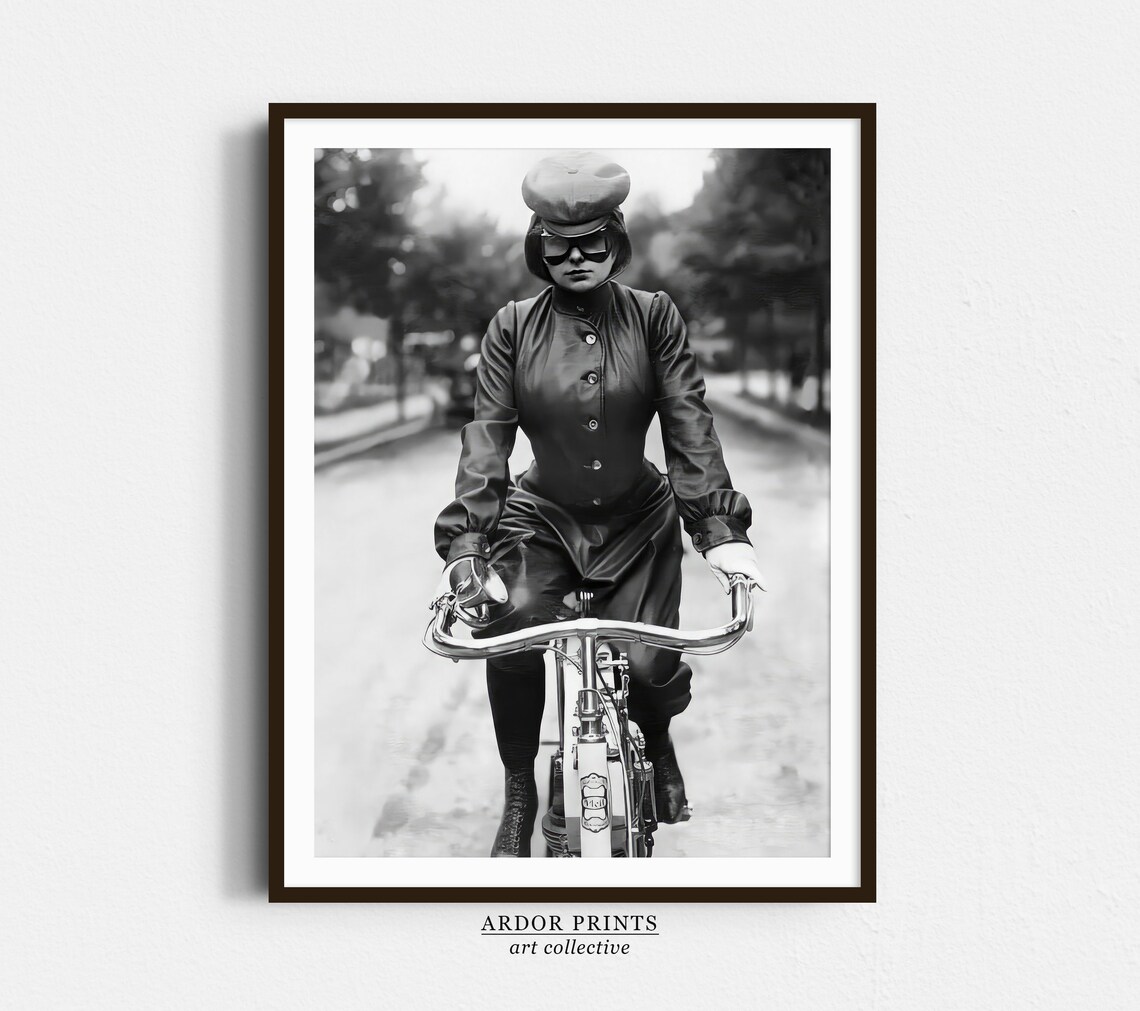 Vintage Woman Motorcycle Rider Retro Motorbike Gear Photo Poster