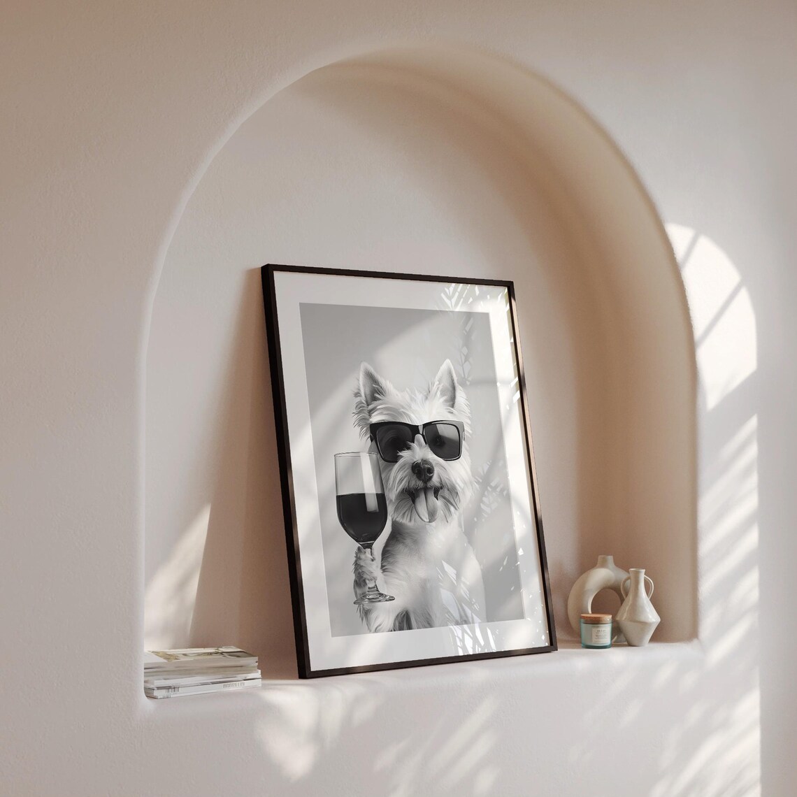 West Highland Terrier Holding Wine Glass Sunglasses Funny Dog Poster - Image 4