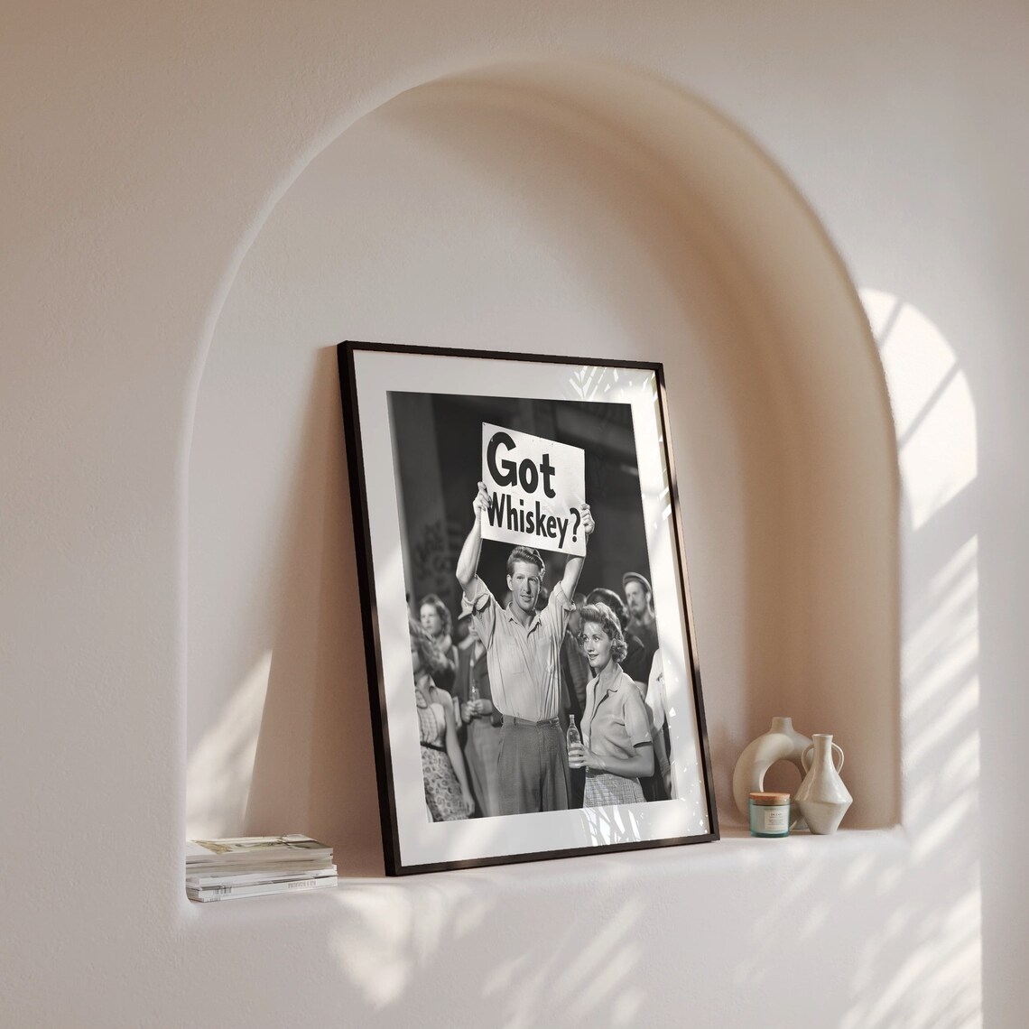 Got Whiskey Sign Man In Crowd Vintage Bar Photo Funny Poster - Image 4