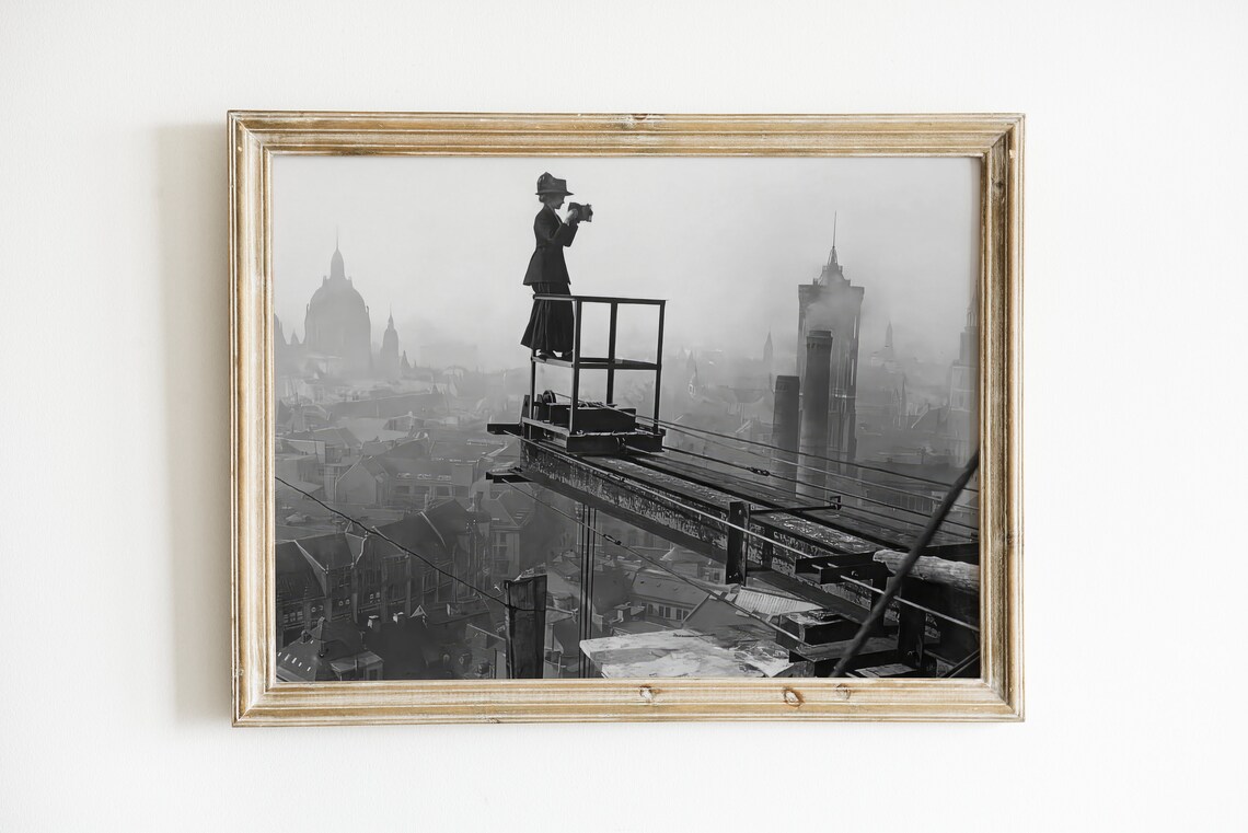 Woman Photographer In Berlin Vintage Cityscape Art Print - Image 2