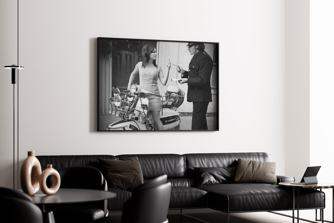 Scooter Girl Giving Cop The Middle Finger, Vintage Art Print - Image 2