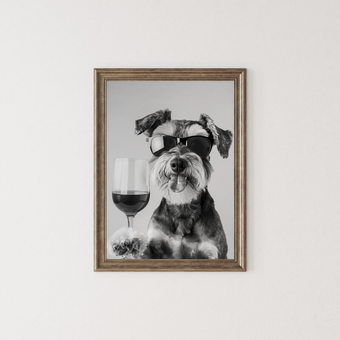 Miniature Schnauzer Holding Red Wine, Funny Dog Poster - Image 2