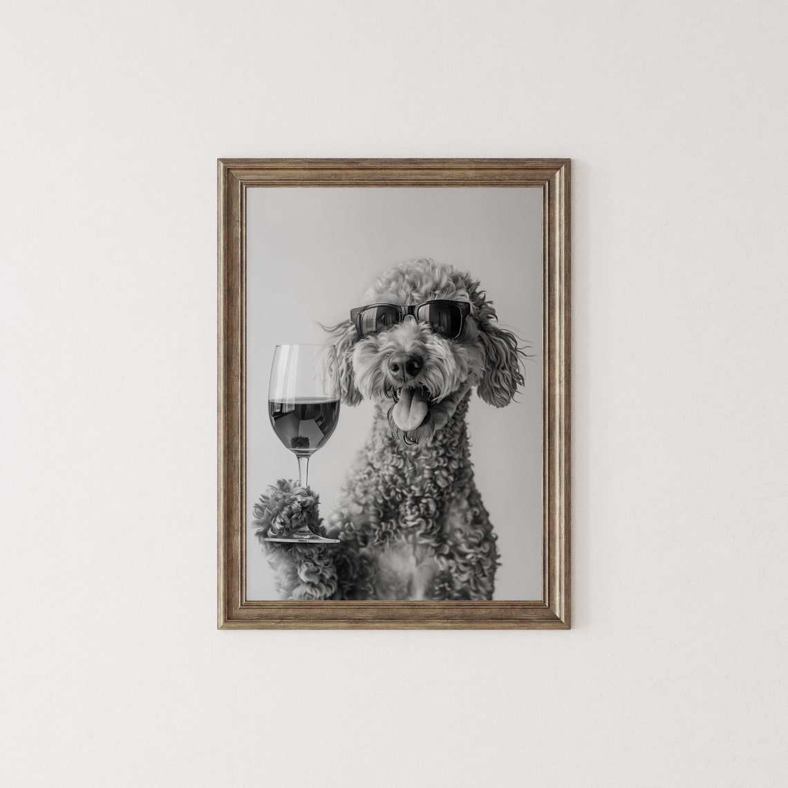 Labradoodle Wine Toast Funny Dog With Sunglasses Drinking Wine Poster - Image 2