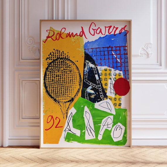 Roland Garros 1992 Print Tennis Poster Roland Garros Poster Sports Wall Art Tennis Print Mid Century Modern Print