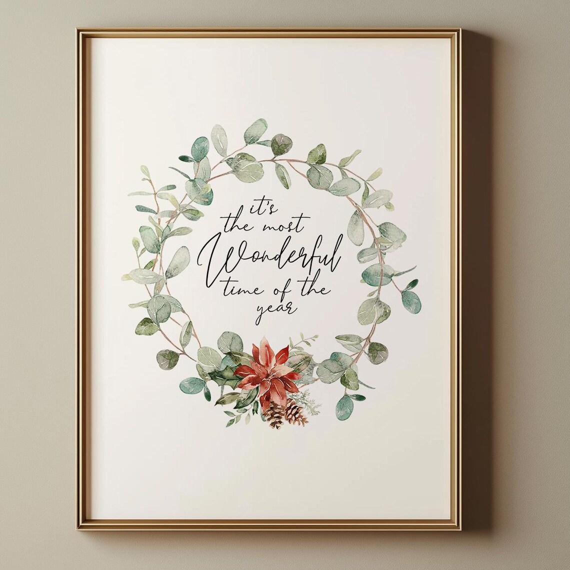 Christmas Wreath, Holiday Home Decor Art Print