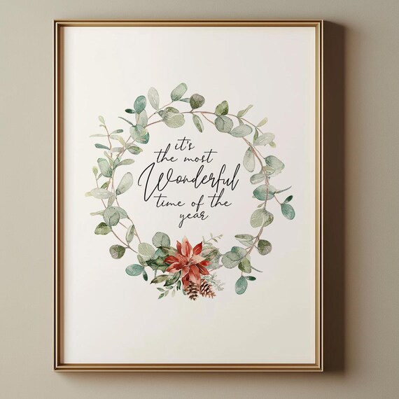 Christmas Wreath, Holiday Home Decor Art Print
