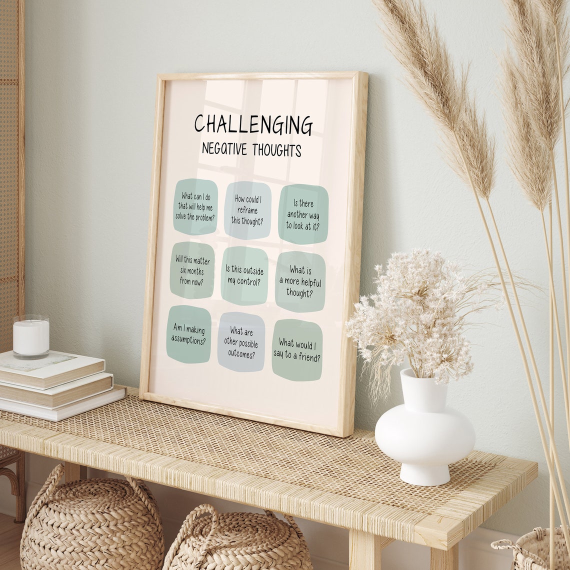 Challenging Negative Thoughts Mental Health Art Therapy Office Decor Psychology Posters Inspirational Prints - Image 2