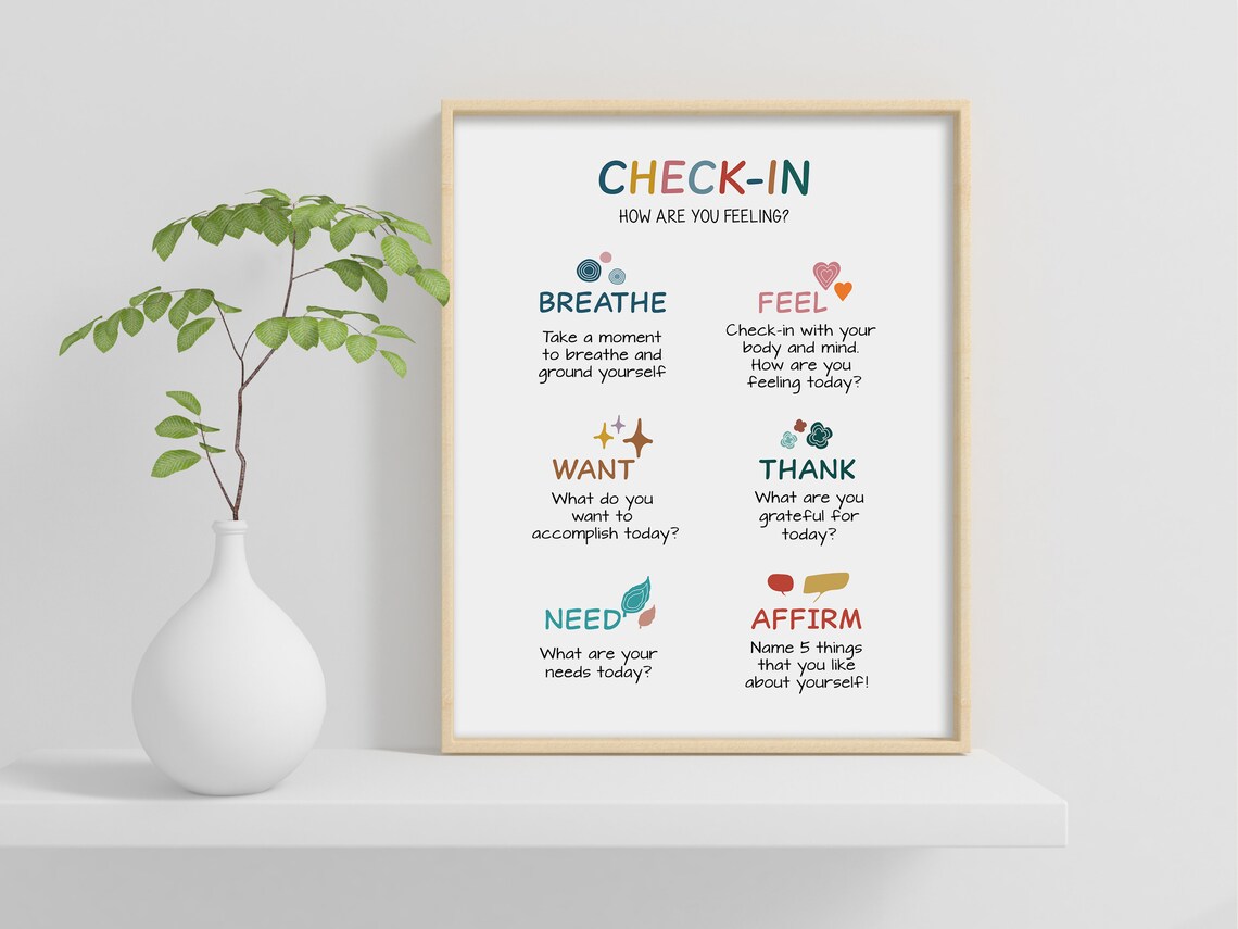 Daily Check In Poster, Mental Health Office Decor - Image 2