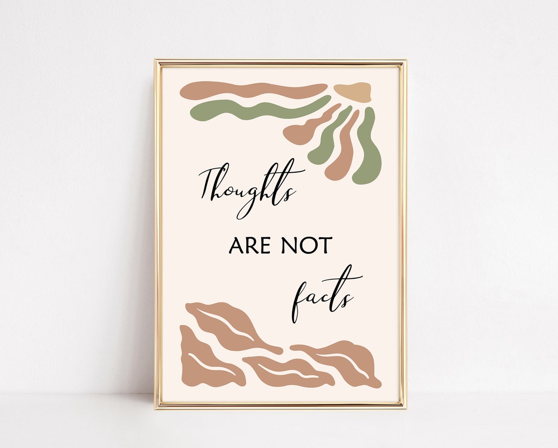 Thoughts Are Not Facts Boho Abstract Mental Health Reminder Poster