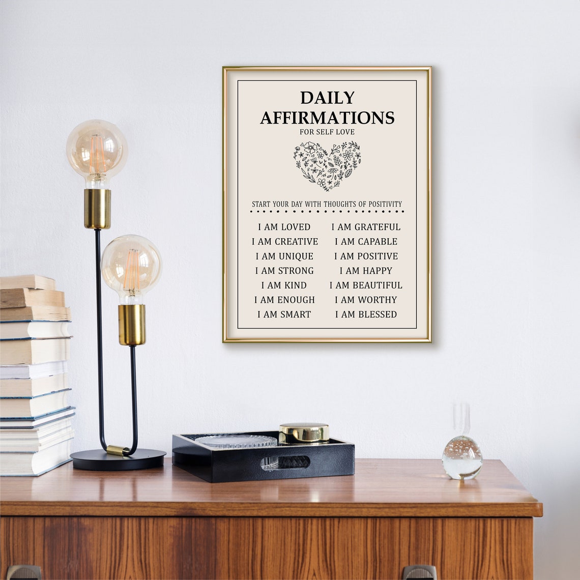 Daily Affirmations For Self Love Positive Thinking Therapy Poster - Image 3