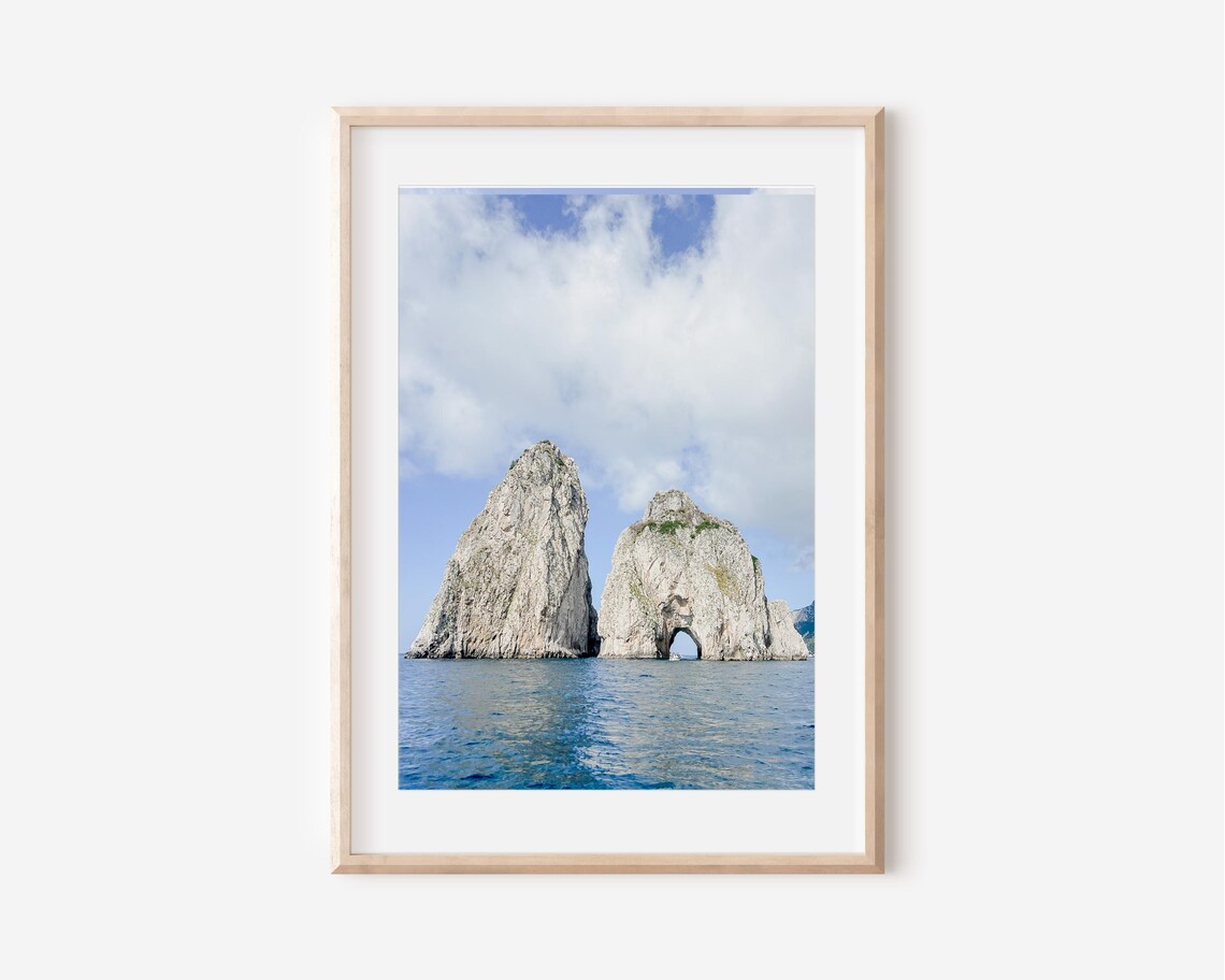 Capri Coast Italy Poster of the Faraglioni Rocks Rising from the Sea