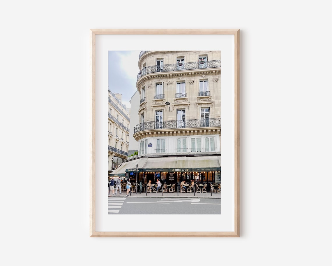 Parisian Cafe French Bistro Street Scene Photography Art Poster