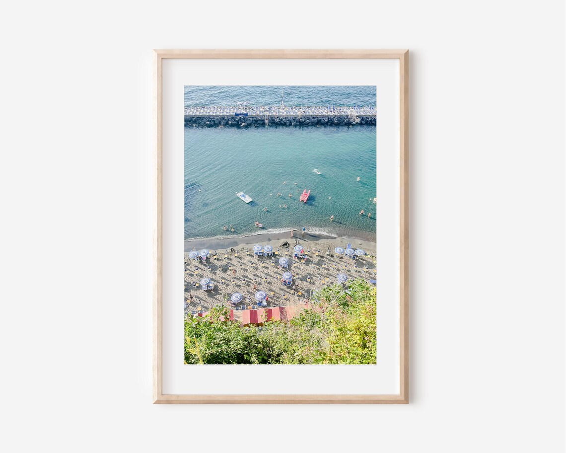 Aerial Beach Club Turquoise Sea Coast Photography Art Poster