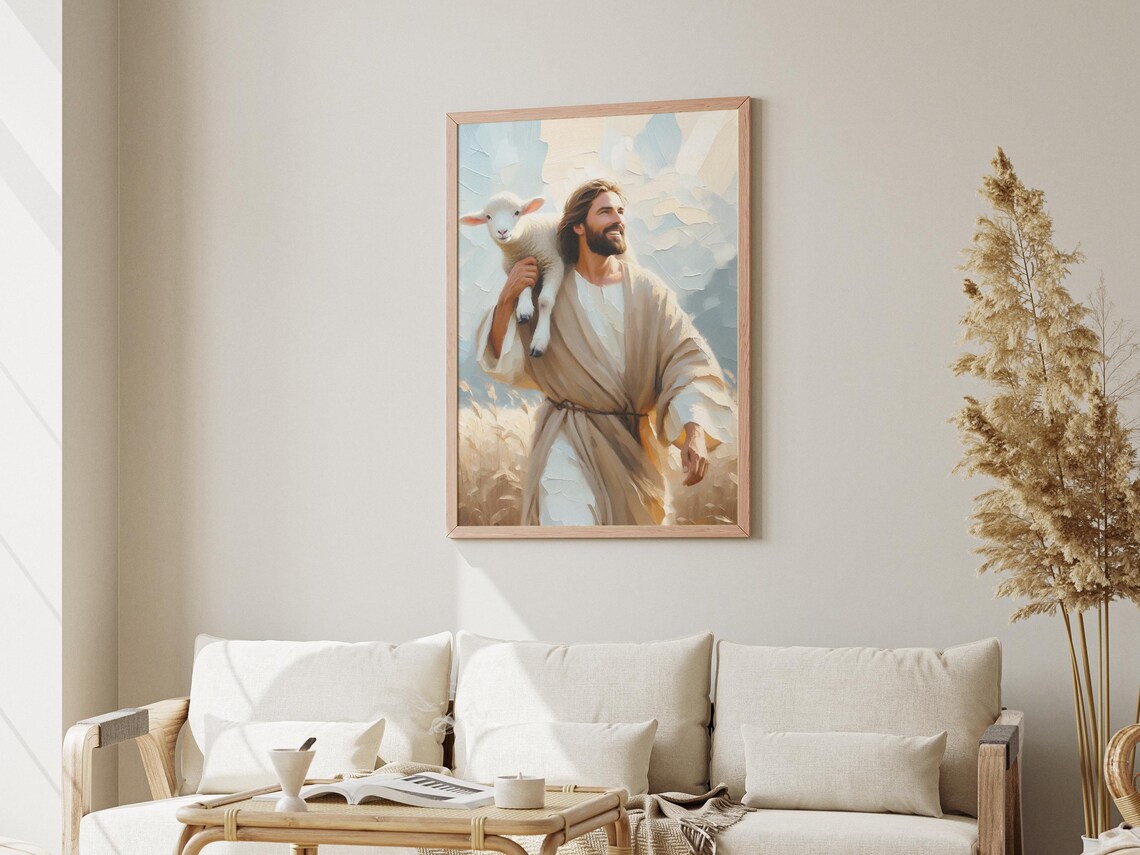 Joyful Return Lost Sheep Christian Art Print - Image 3