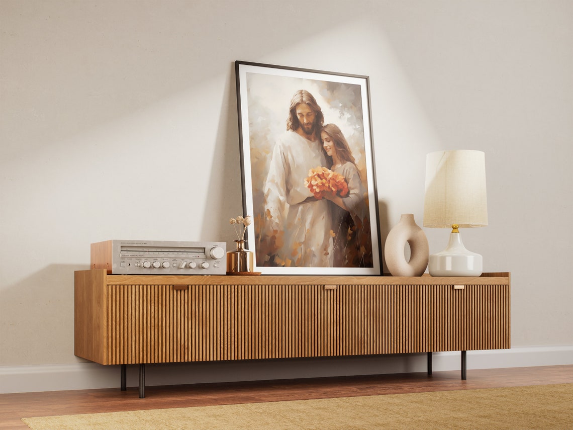 Jesus And Woman Print Jesus Hugging Woman Christian Gift Bible Art Jesus Heals A Woman Christian Wall Art Safe In His Arms Jesus - Image 3