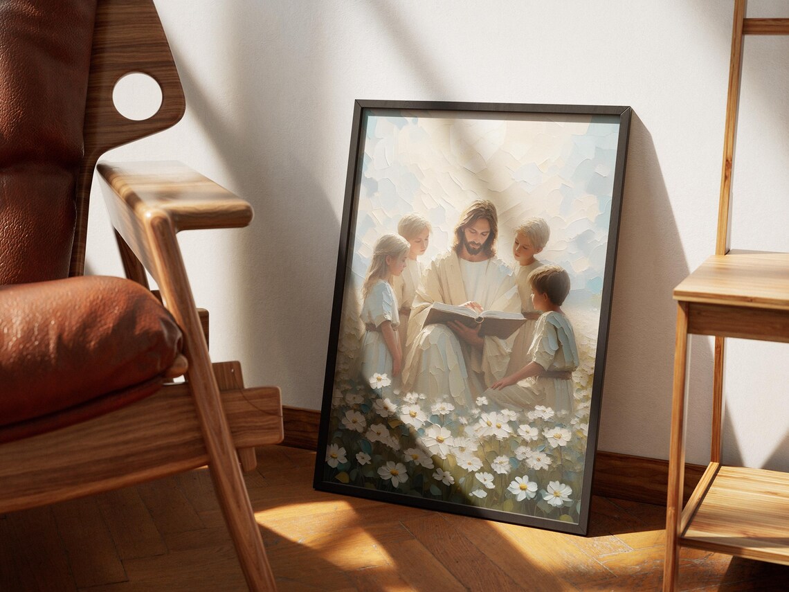 Lessons Of Love Jesus Teaching Children Art Print - Image 2
