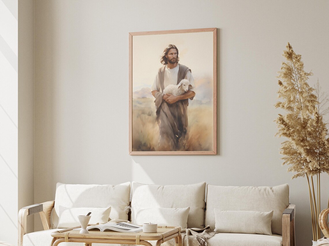 Jesus With Lamb, The Good Shepherd Art Print - Image 3