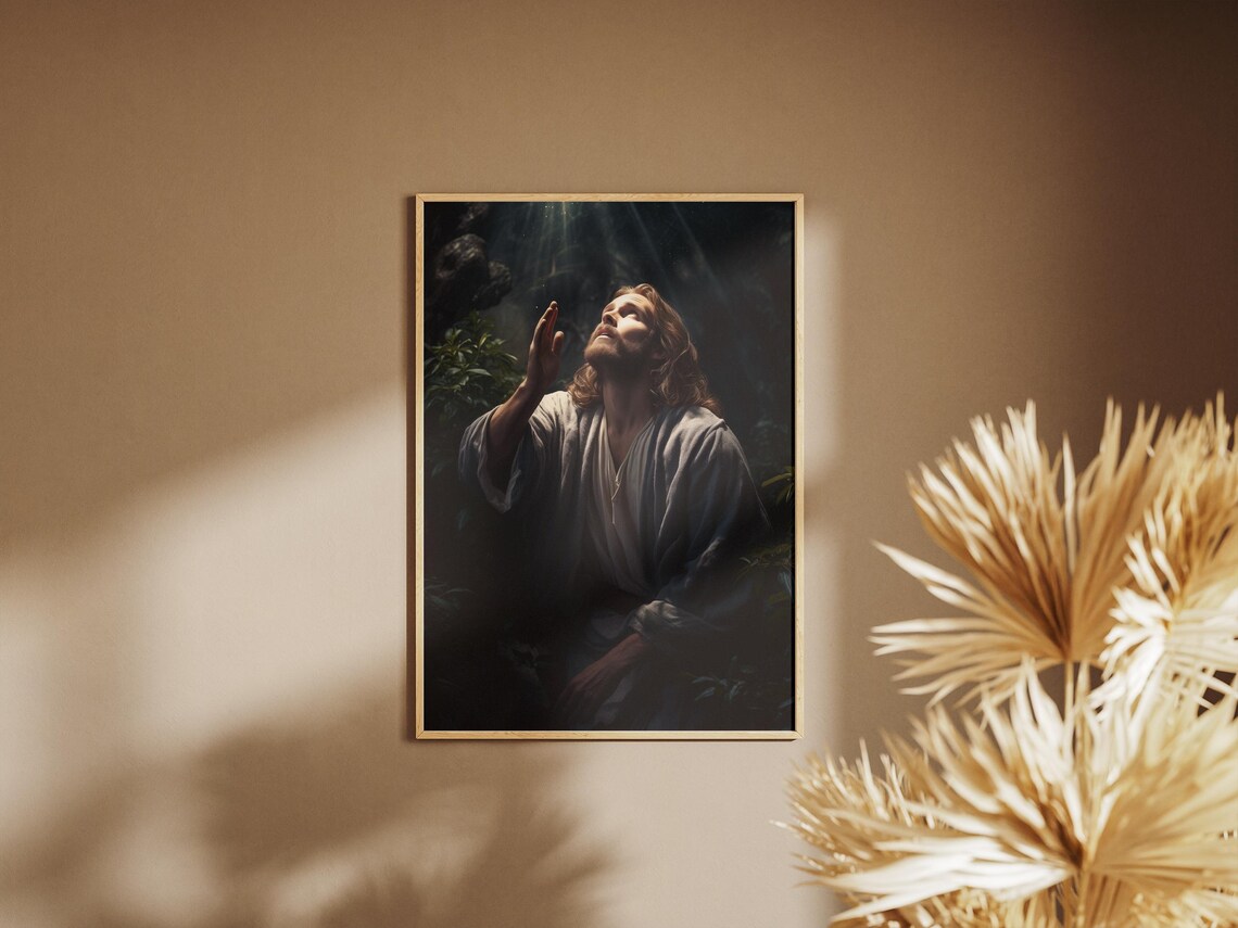 Jesus Praying in Gethsemane Garden Art Print - Image 3